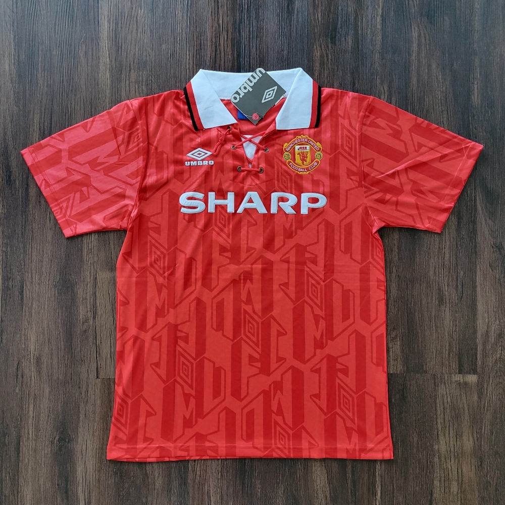 Eric Cantona Manchester United New Men's Retro Umbro Red Soccer Jersey